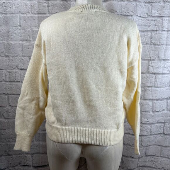 Over Kleshas Knitted Flower Sweater Womens Large / XL Pullover Daisies NWT - Picture 4 of 8